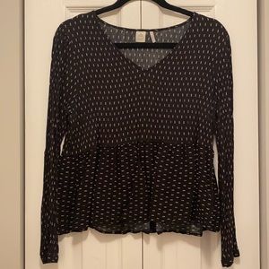 Paper Crane Black Long Sleeve Blouse